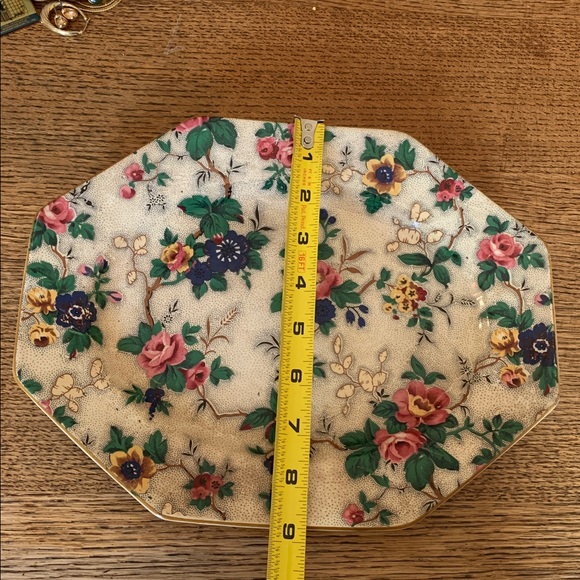 Rare Vintage Royal Ducal gorgeous primrose and roses oblong octagon serving tray - Picture 2 of 8